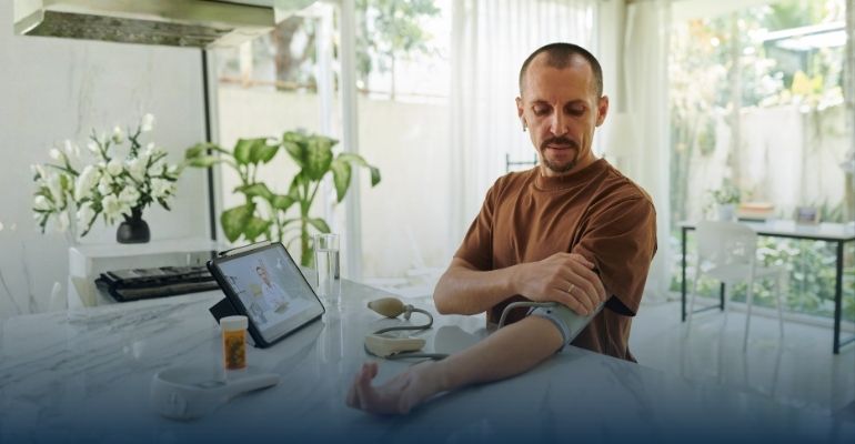 Man taking his blood pressure